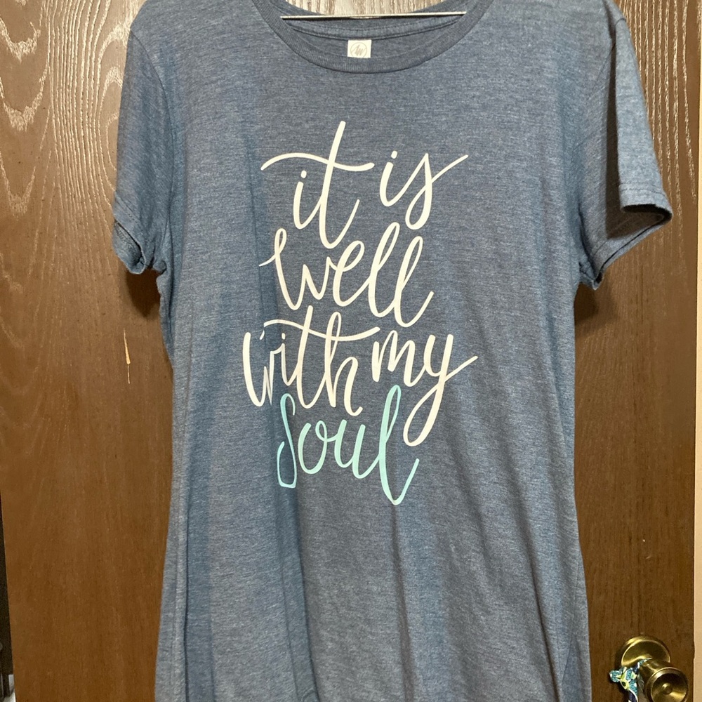 Inspirational Blue Graphic T-Shirt - Picture 2 of 5